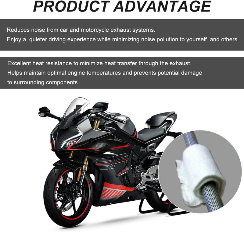 BWBWND Muffler Mat, Fiberglass Soundproof Insulated Exhaust Pipe Wrap Silencer, Universal Muffler Packing for 2-Stroke 4-Stroke Motorcycle ATV Dirt Bike, Motorcycle Accessories (23.6 Inch) - Image 3